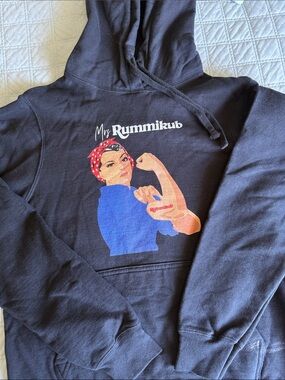 My Rummikub Graphic Hoodie - Black with Blue & Red Print